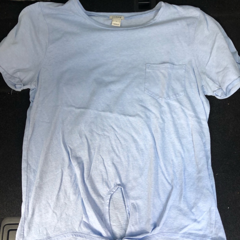 blue jcrew front tire t shirt